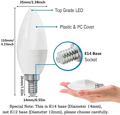 LED Candelabra Light Bulbs, White 6500K, E14 Base, 7W Candle Light Bulbs, Non-Dimmable, 220V, 10 Pack - Image 4