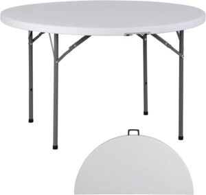 FIXER Round All-Occasion Plastic Folding Event Table, Foldable Portable Banquet Table for Indoor | Outdoor Events | White | DIA 150 * 75cm