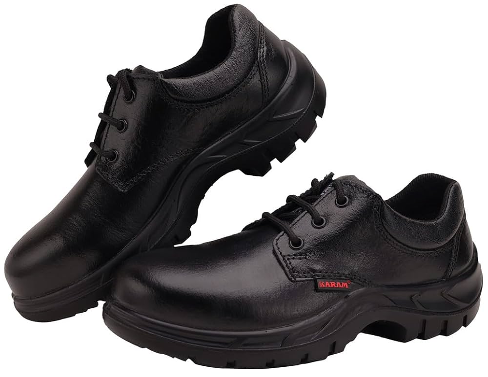 Black Leather Safety Shoes for Men – Steel Toe, Anti-Slip, Antistatic, Oil & Heat Resistant, Lightweight Work Footwear - Image 4