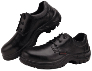 Black Leather Safety Shoes for Men – Steel Toe, Anti-Slip, Antistatic, Oil & Heat Resistant, Lightweight Work Footwear