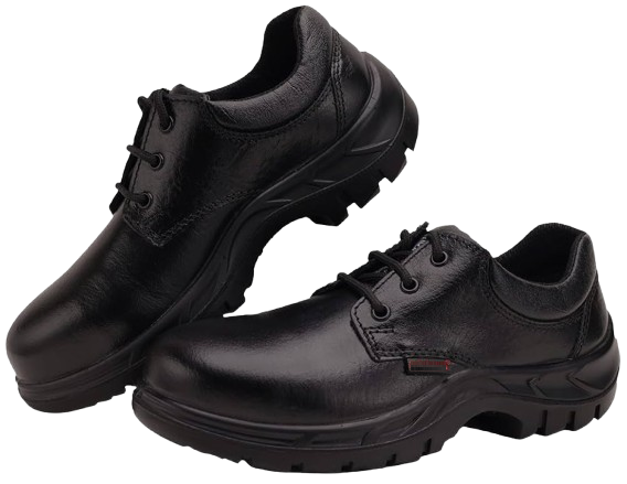 Black Leather Safety Shoes for Men – Steel Toe, Anti-Slip, Antistatic, Oil & Heat Resistant, Lightweight Work Footwear