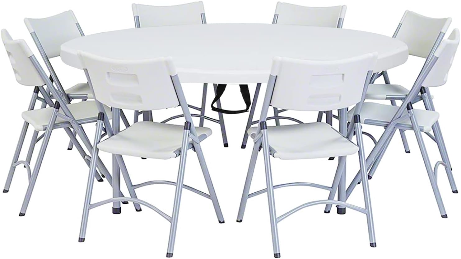 FIXER Round All-Occasion Plastic Folding Event Table, Foldable Portable Banquet Table for Indoor | Outdoor Events | White | DIA 120 * 75cm - Image 3