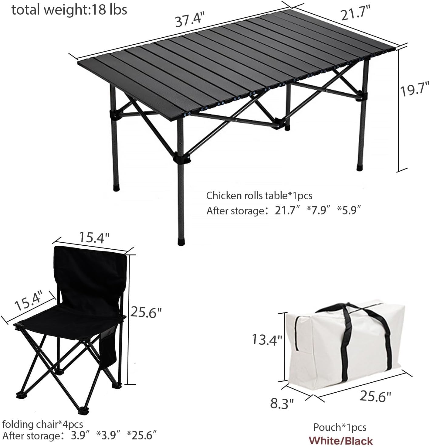 Portable Folding Camping Table and Chairs Set for 4 People – Aluminum Alloy Picnic Table with Storage Bag, Outdoor BBQ, Garden, Beach & Travel Use - Image 5