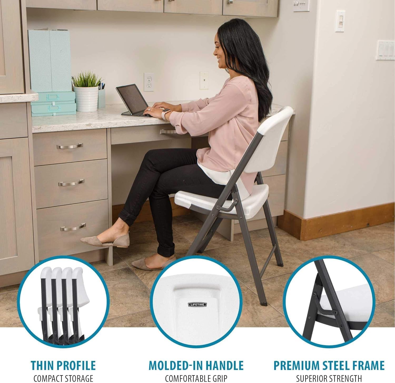 Fixer Folding Plastic Chair – Heavy-Duty, Stackable with Molded Seat & Back - Image 5