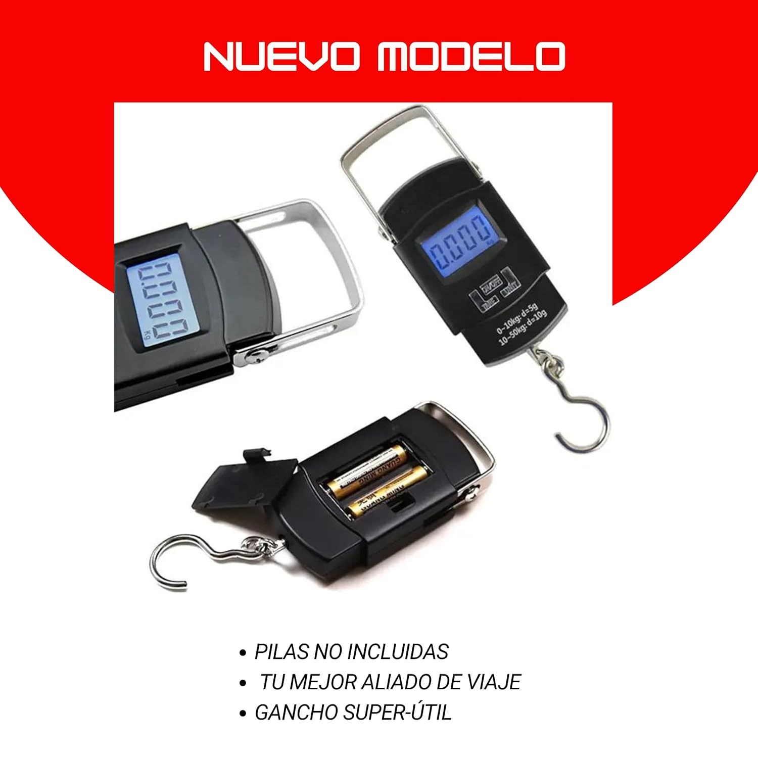 FIXER Electronic Portable Fishing Hook Type Digital LED Screen Luggage Weighing Scale, 50 kg Digital Weighing Scale (Black - Image 7