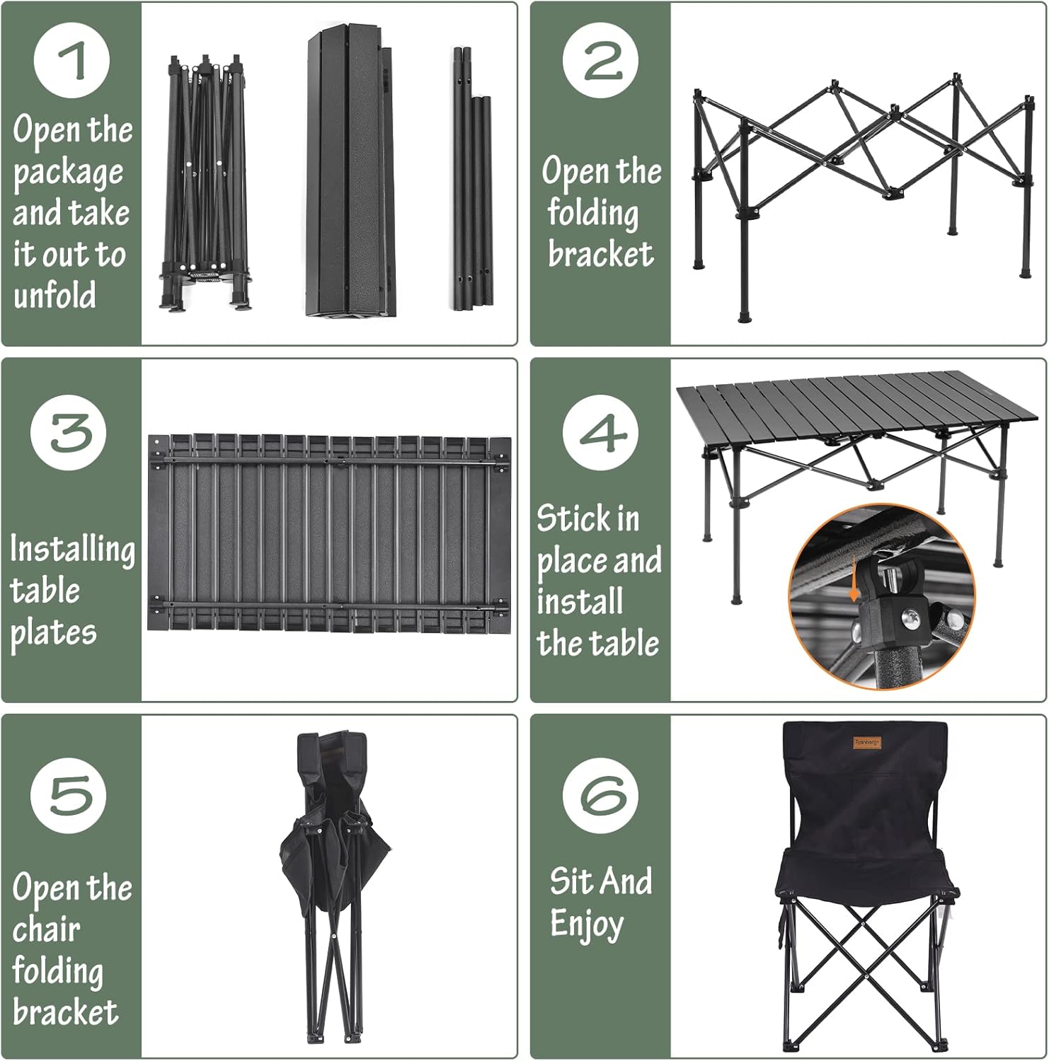 Portable Folding Camping Table and Chairs Set for 4 People – Aluminum Alloy Picnic Table with Storage Bag, Outdoor BBQ, Garden, Beach & Travel Use - Image 6