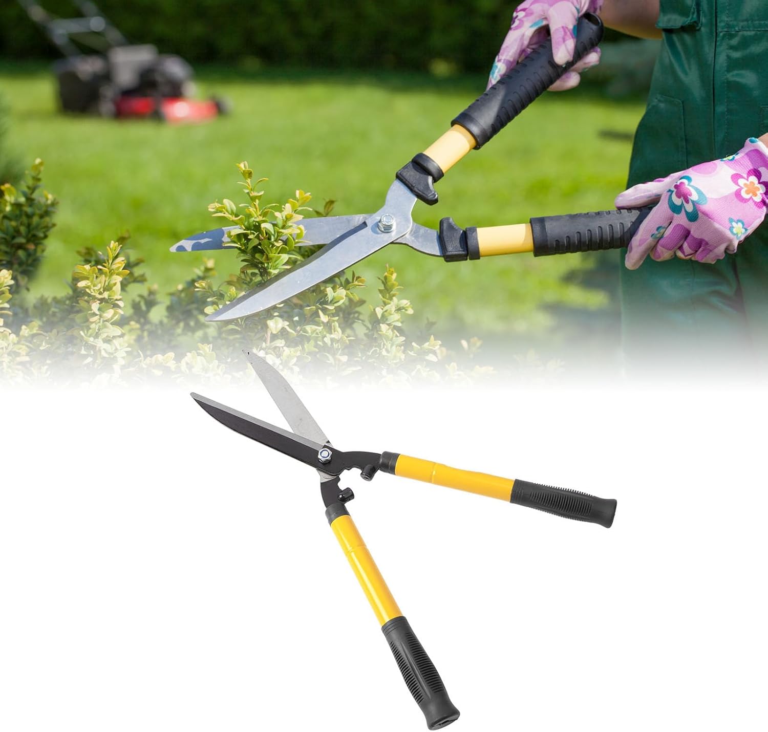 FIXER Garden Hedge Shears 56cm Gardening Tools, Hedge Shears Shock Absorbing Bumper Aluminum Handles for Manual Hedge Clippers with Comfort Cushioned Grips. Garden Scissor 56cm - Image 6