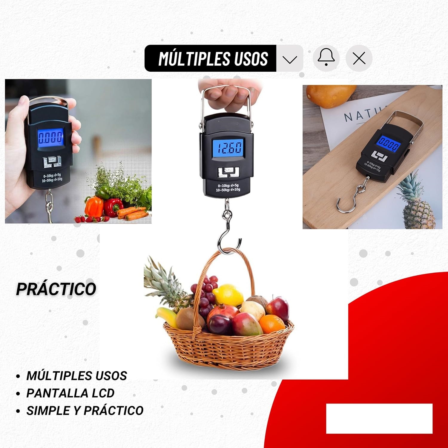 FIXER Electronic Portable Fishing Hook Type Digital LED Screen Luggage Weighing Scale, 50 kg Digital Weighing Scale (Black - Image 9