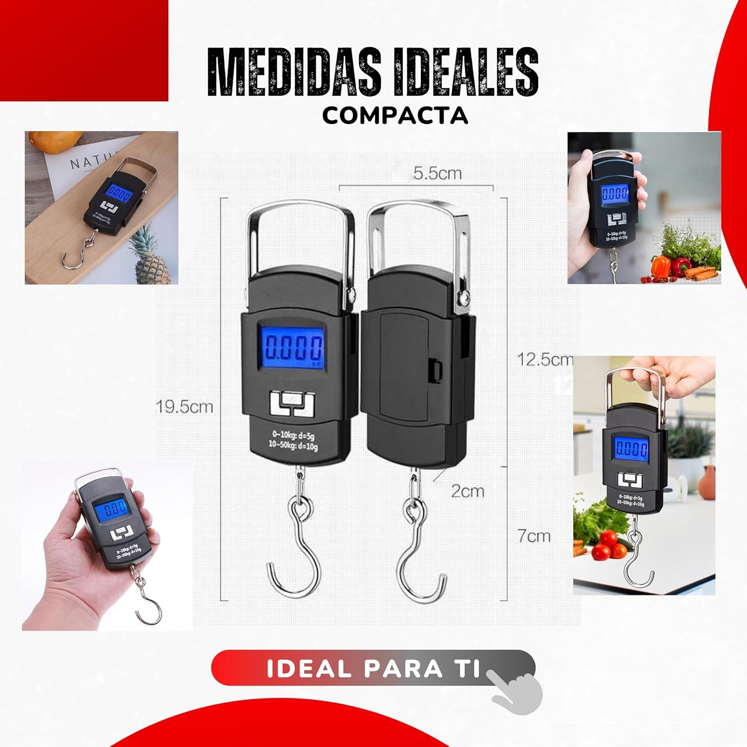 FIXER Electronic Portable Fishing Hook Type Digital LED Screen Luggage Weighing Scale, 50 kg Digital Weighing Scale (Black - Image 11