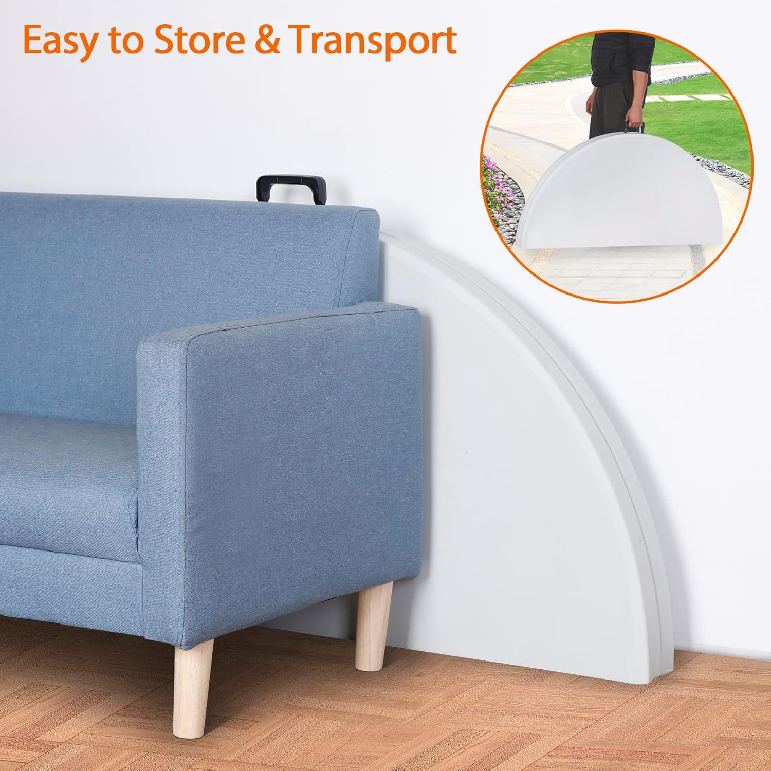 FIXER Round All-Occasion Plastic Folding Event Table, Foldable Portable Banquet Table for Indoor | Outdoor Events | White | DIA 120 * 75cm - Image 7