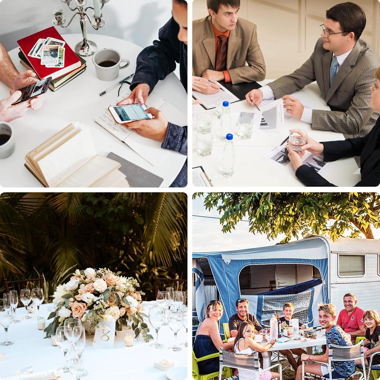 FIXER Round All-Occasion Plastic Folding Event Table, Foldable Portable Banquet Table for Indoor | Outdoor Events | White | DIA 120 * 75cm - Image 4