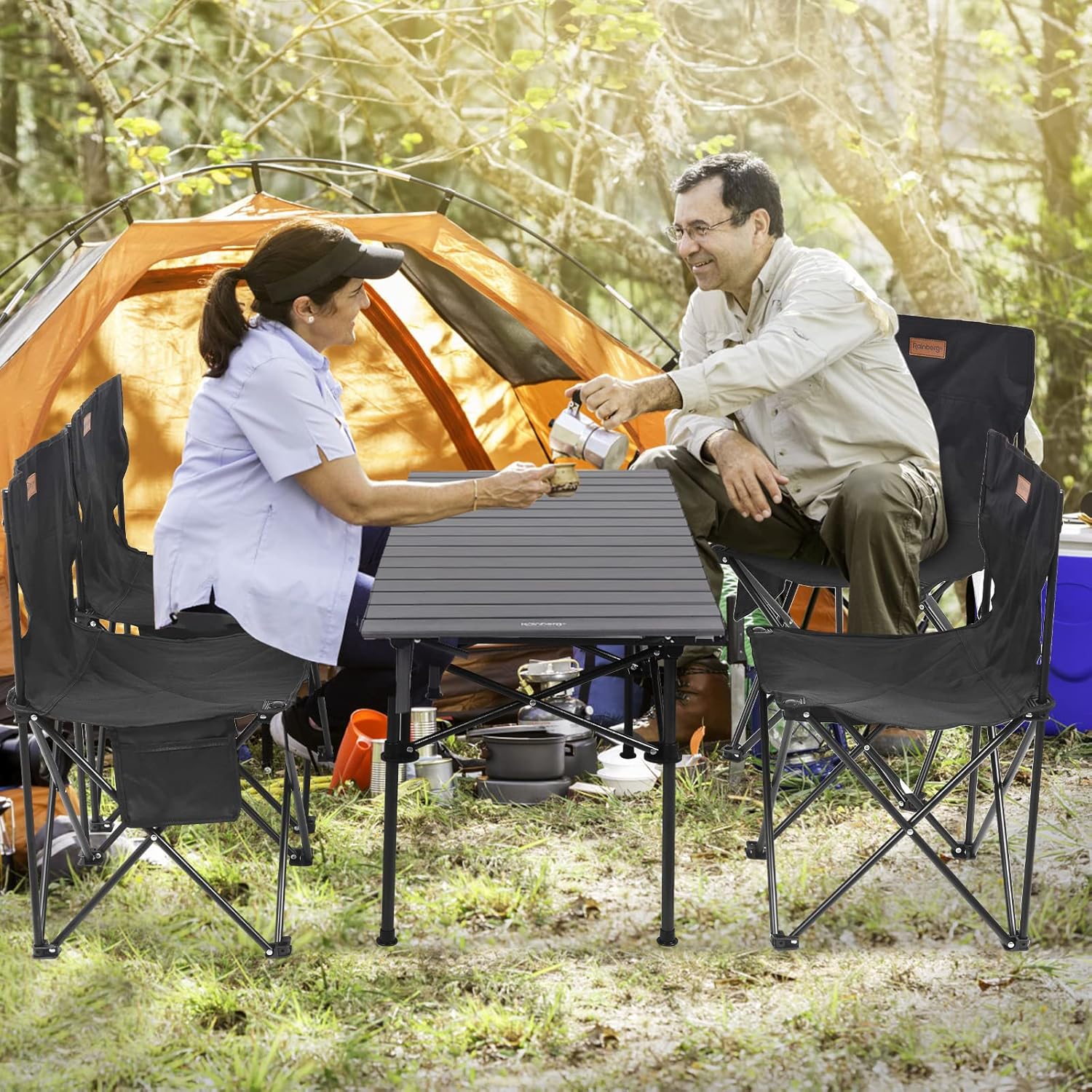 Portable Folding Camping Table and Chairs Set for 4 People – Aluminum Alloy Picnic Table with Storage Bag, Outdoor BBQ, Garden, Beach & Travel Use - Image 8