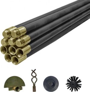 FAIDRSET 12 Drain Rod Set 9M (30ft) 10 x Rods, plunger, worm. Brass Rod Commenters