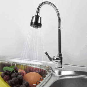 Cold Water Faucet along with Teflon Tape, 360 ° rotary outdoor faucet Single cold water flexible neck pull down spray kitchen sink faucet