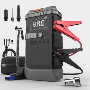 Portable Multi‑Function Power Bank Jump Starter with Air Compressor & Emergency LED Display