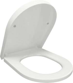 FIXER D-Shape Toilet Seat Cover Anti Bacterial Mute Loo Seat Slow Close Quick Release Hinges U Shape Soft Close Easy Cleaning Dual Fixing White Premium UF (Urea-Formaldehyde)